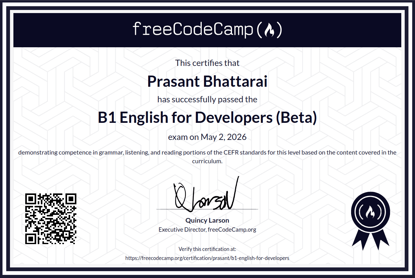 B1 English for Developers Certification
