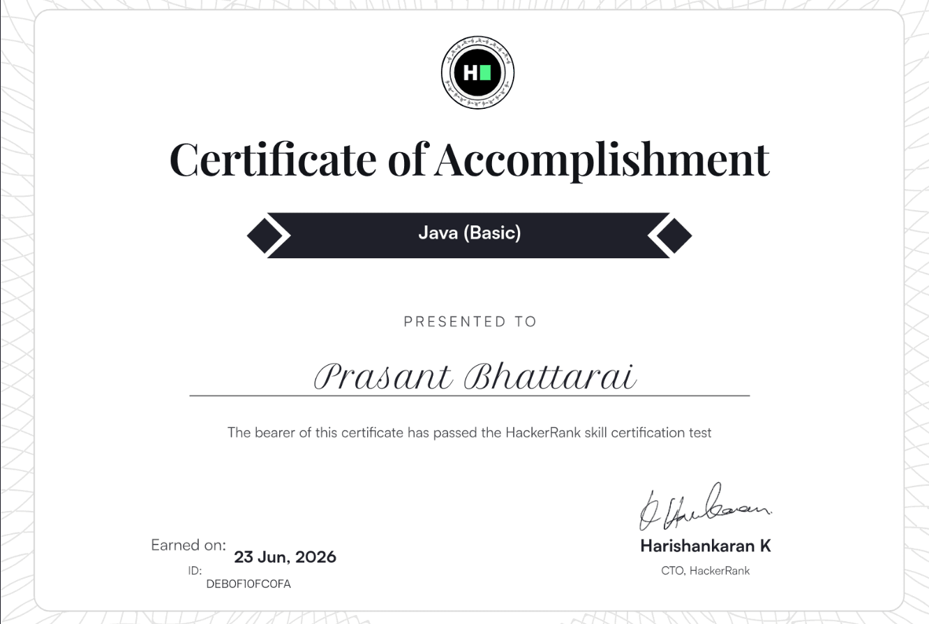 Java (Basic) Certification