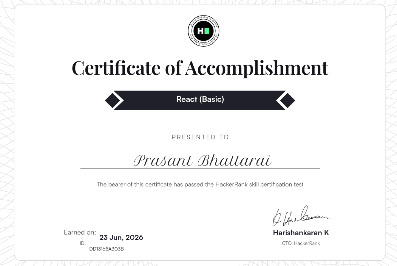 React (Basic) Certification